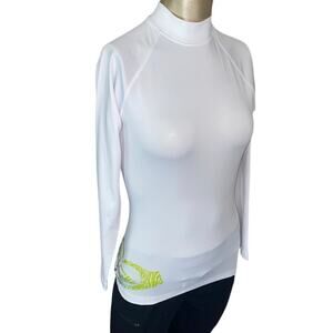ROXY Women Size 8 Top Rashguard UV Tech Mock Neck Long Sleeve Shirt White